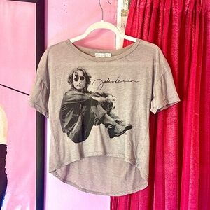 EUC The Beatles John Lennon High-Low Soft Gray T-Shirt Lightweight Womens Medium